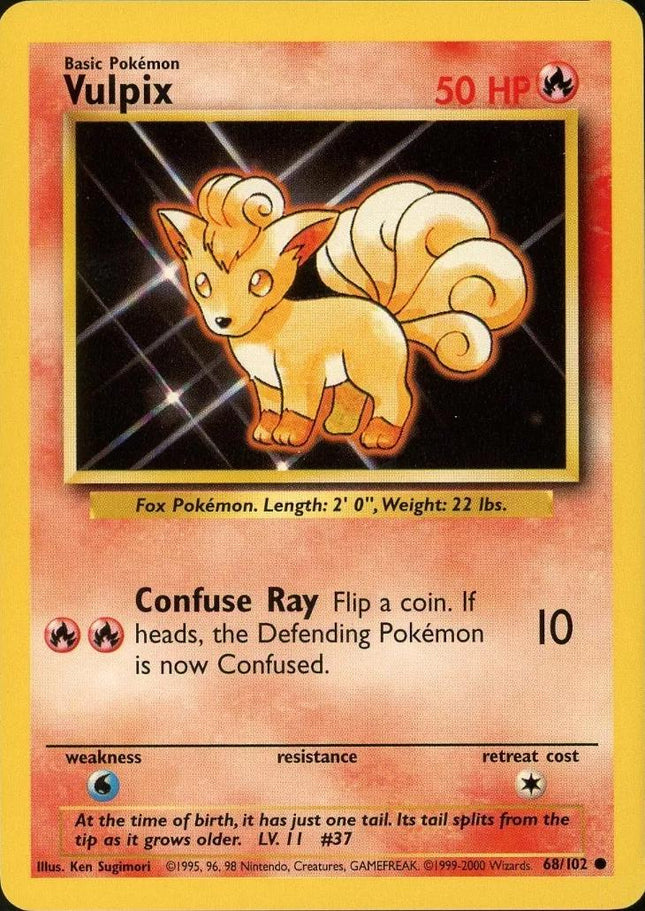 Vulpix 68/102 Common Base Set 4th Print 1999–2000 Pokemon Card
