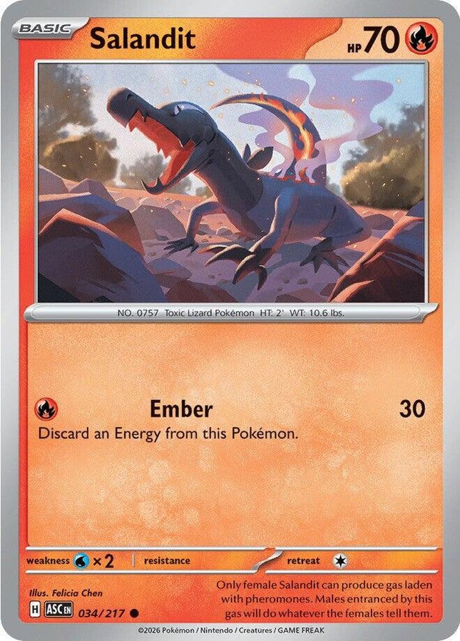 Salandit 034/217 Energy Pattern Reverse Holo Ascended Heroes Pokemon Card