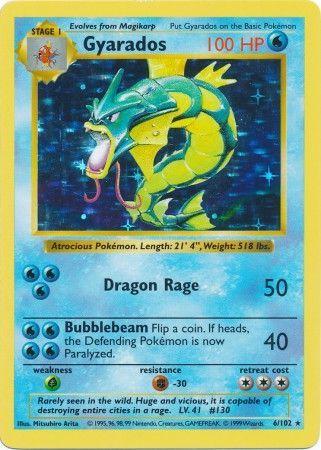 Gyarados 6/102 Holo Rare Base Set Shadowless Pokemon Card
