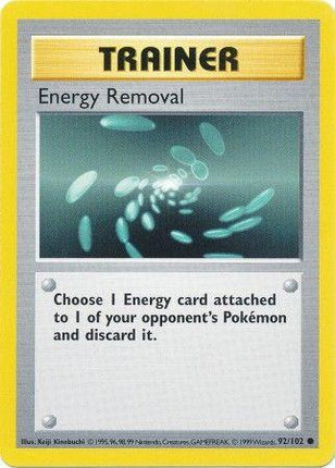 Energy Removal 92/102 Common Base Set Shadowless Pokemon Card