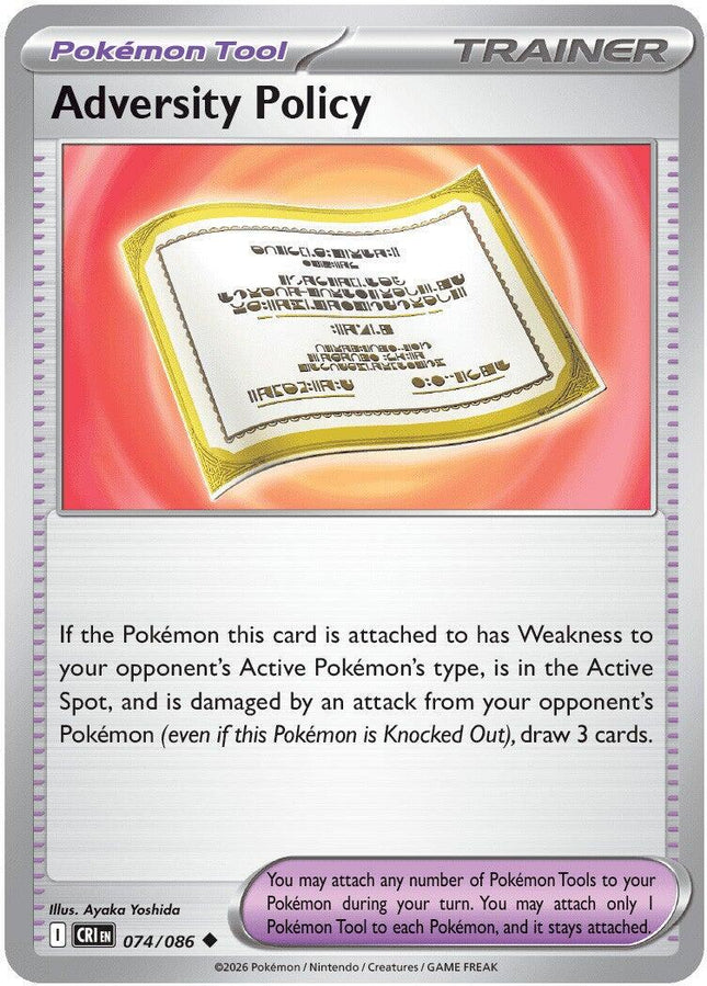Adversity Policy 074/086 Reverse Holo Chaos Rising Pokemon Card