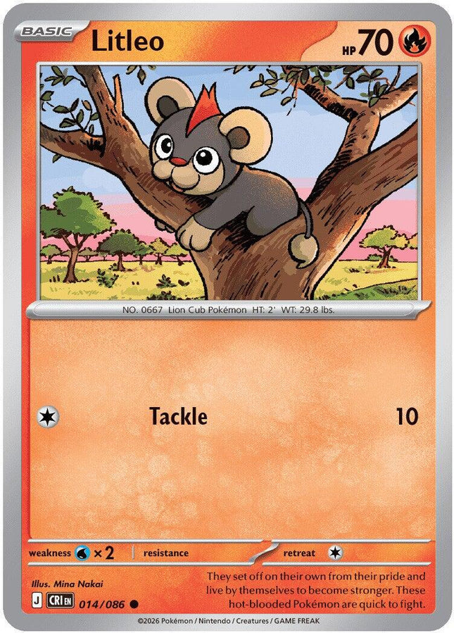 Litleo 014/086 Reverse Holo Chaos Rising Pokemon Card