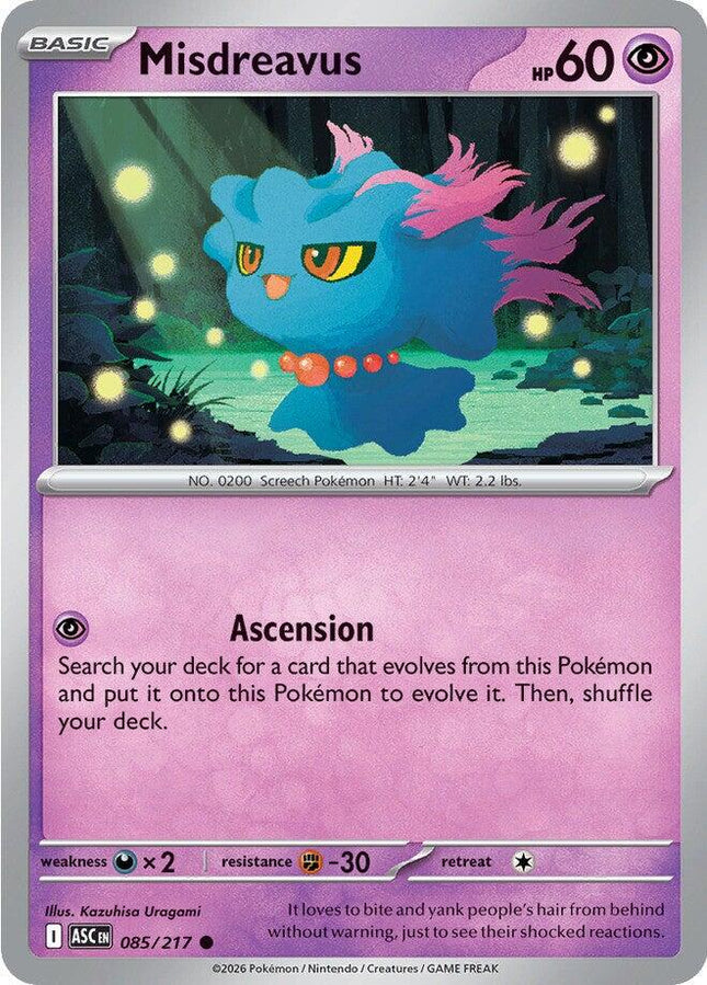 Misdreavus 085/217 Non-Holo Ascended Heroes Pokemon Card