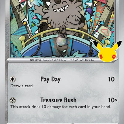 Galarian Meowth 101/128 Anniversary Holo 30th Celebration Pokemon Card