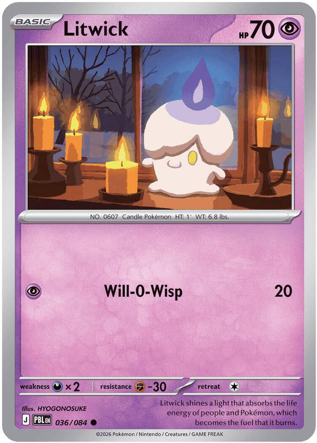 Litwick 036/084 Reverse Holo Pitch Black Pokemon Card