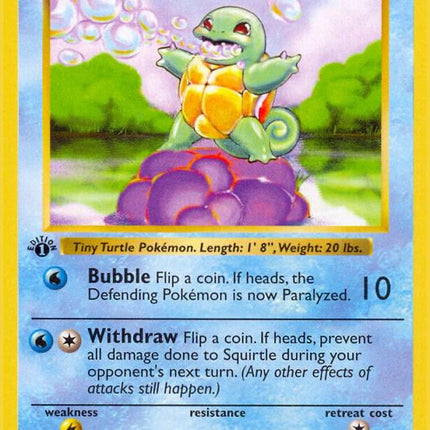 Squirtle 63/102 Common Base Set 1st Edition Pokemon Card