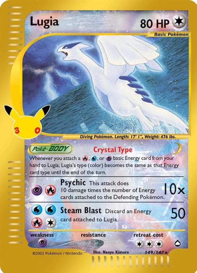 Lugia 149/147 Crystal Type 30th Anniversary Classic Collection Holo 30th Celebration Pokemon Card
