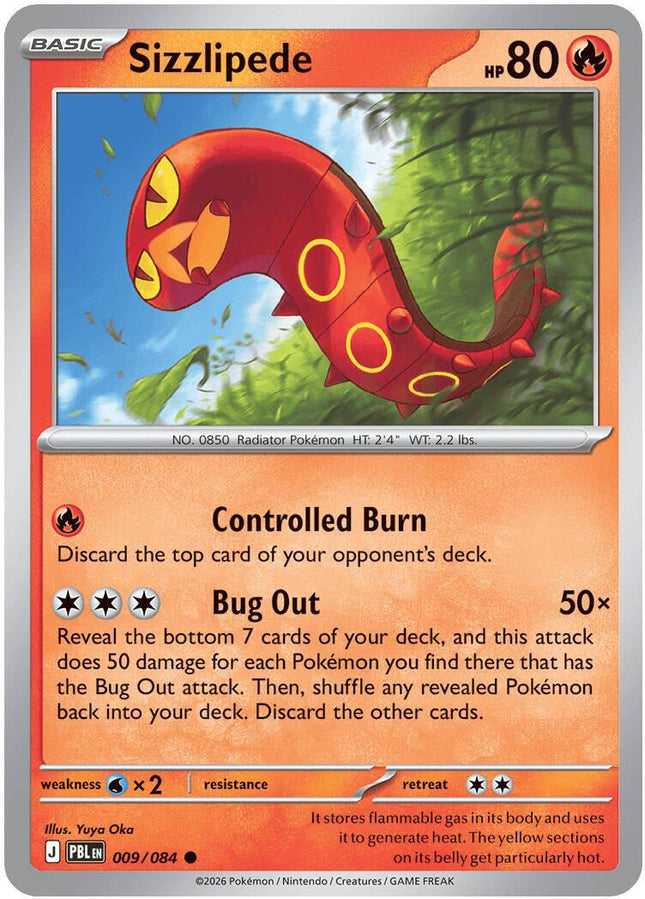 Sizzlipede 009/084 Reverse Holo Pitch Black Pokemon Card