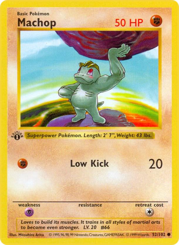 Machop 52/102 Common Base Set 1st Edition Pokemon Card