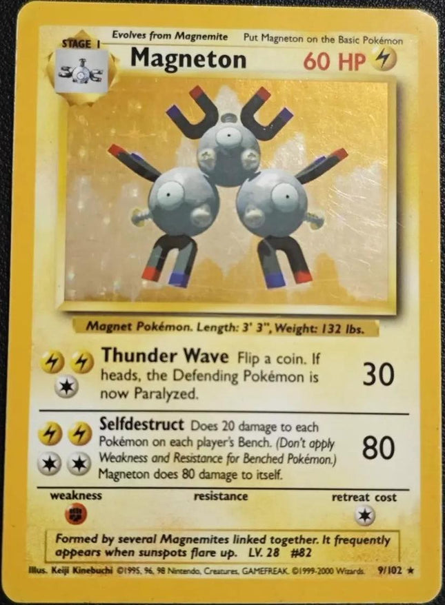 Magneton 9/102 Holo Rare Base Set 4th Print 1999–2000 Pokemon Card