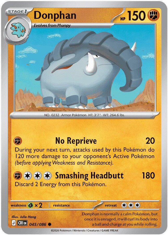Donphan 045/086 Reverse Holo Chaos Rising Pokemon Card