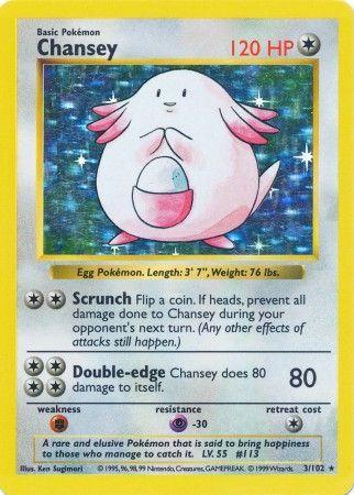 Chansey 3/102 Holo Rare Base Set Shadowless Pokemon Card