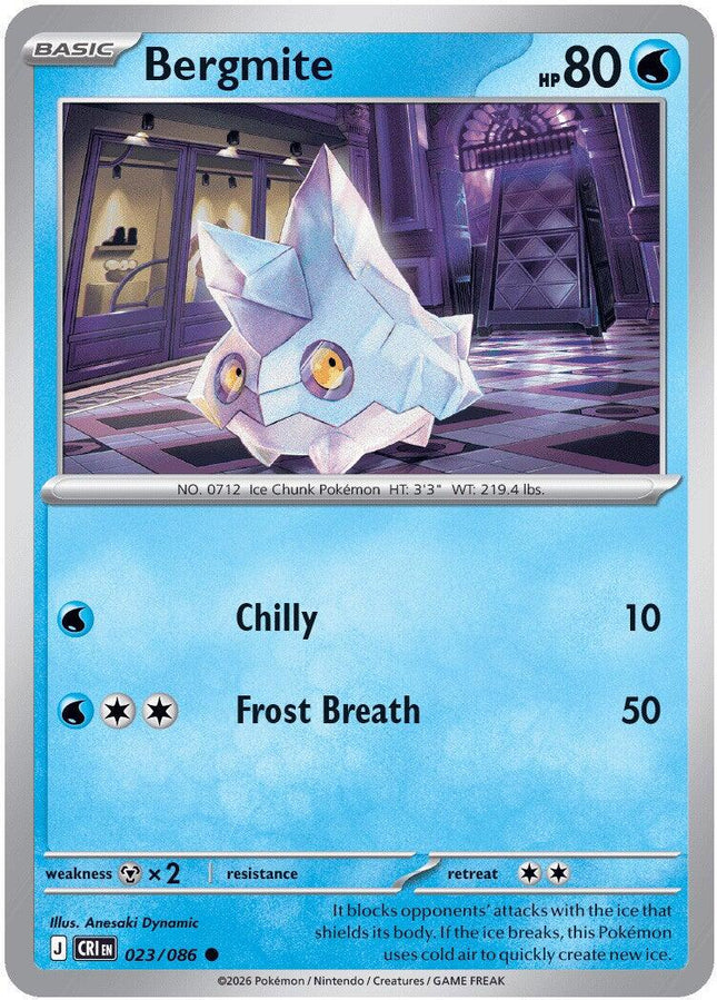 Bergmite 023/086 Reverse Holo Chaos Rising Pokemon Card