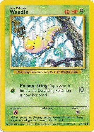 Weedle 69/102 Common Base Set Unlimited Pokemon Card