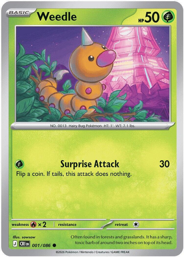 Weedle 001/086 Reverse Holo Chaos Rising Pokemon Card