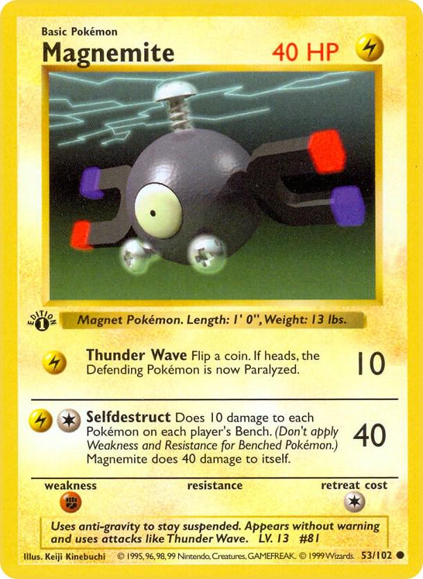Magnemite 53/102 Common Base Set 1st Edition Pokemon Card
