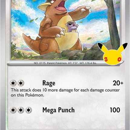 Kangaskhan 114/128 Anniversary Holo 30th Celebration Pokemon Card