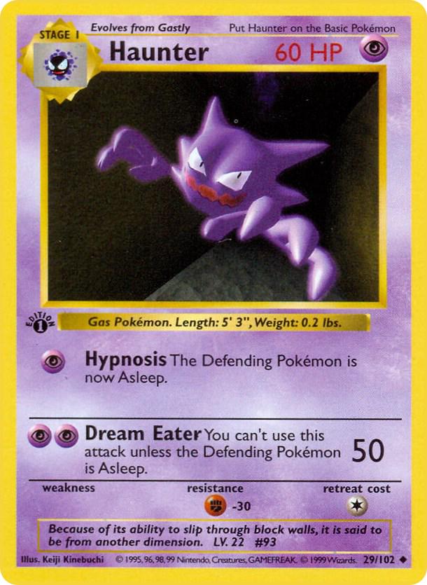 Haunter 29/102 Uncommon Base Set 1st Edition Pokemon Card