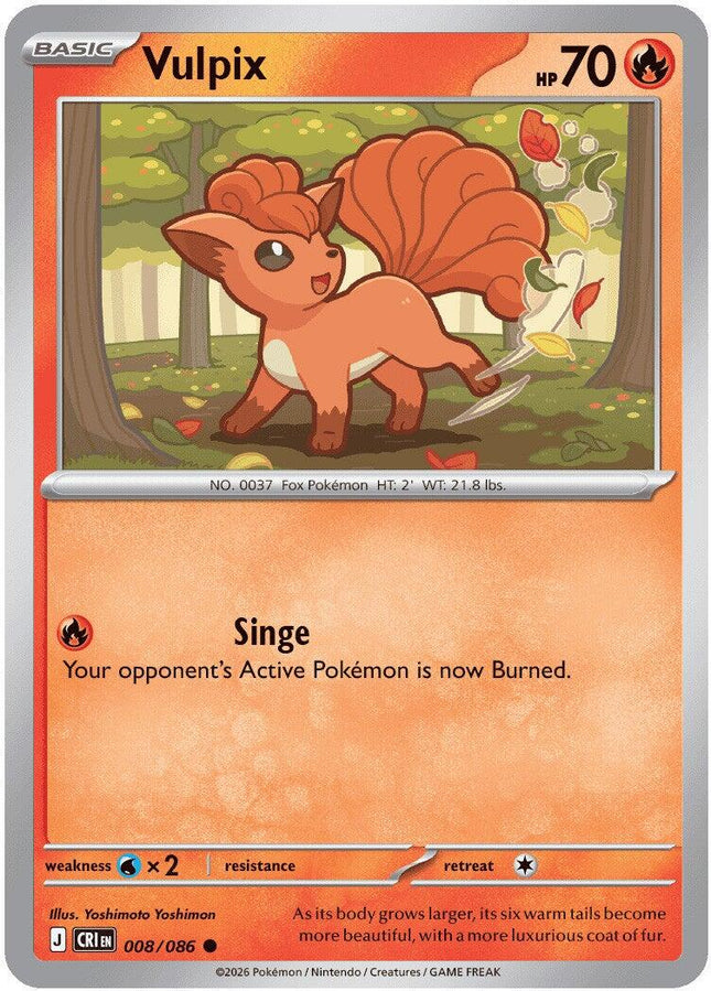 Vulpix 008/086 Reverse Holo Chaos Rising Pokemon Card