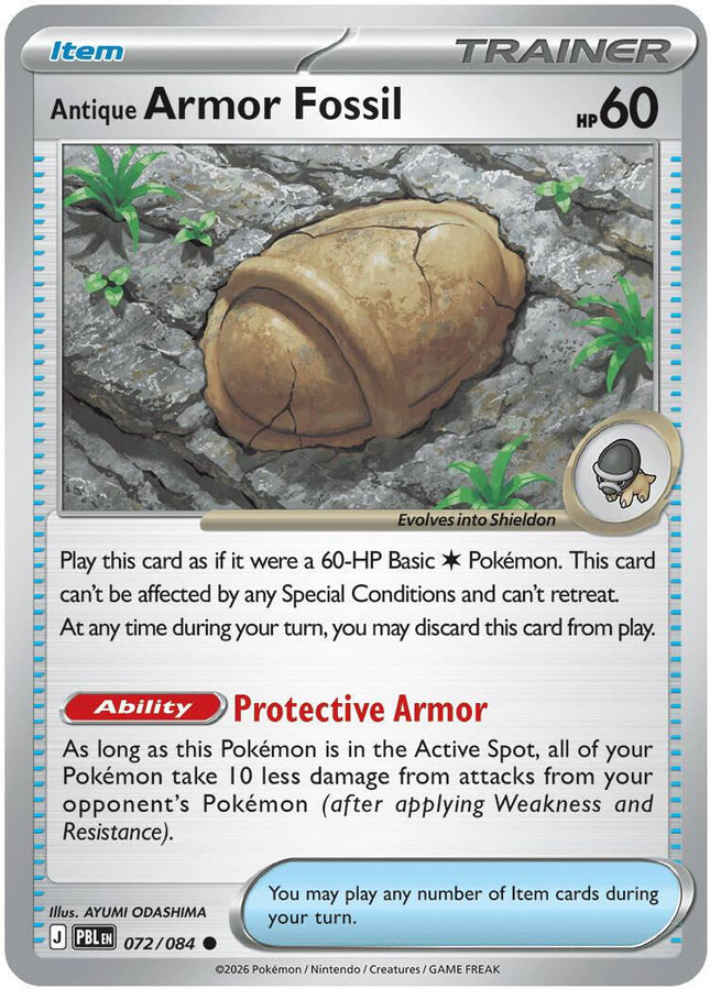 Antique Armor Fossil 072/084 Reverse Holo Pitch Black Pokemon Card