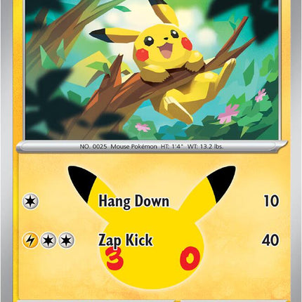 Pikachu 041/128 Pikachu 19/30 Anniversary Holo 30th Celebration Pokemon Card
