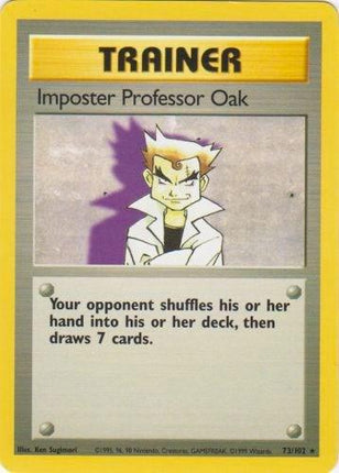 Impostor Professor Oak 73/102 Rare Base Set Unlimited Pokemon Card