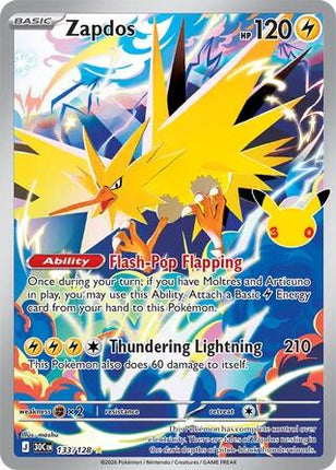 Zapdos 133/128 Illustration Rare 30th Celebration Pokemon Card