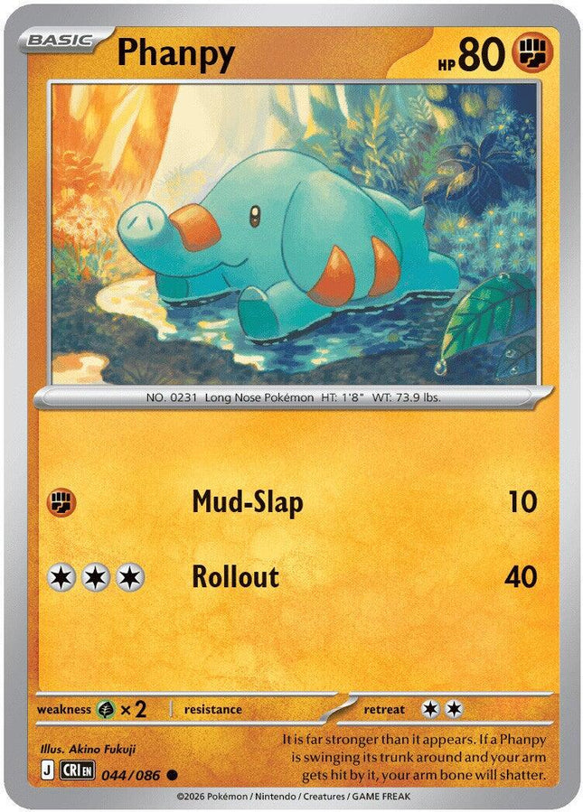 Phanpy 044/086 Reverse Holo Chaos Rising Pokemon Card