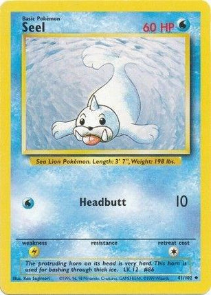 Seel 41/102 Uncommon Base Set Unlimited Pokemon Card