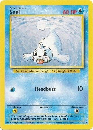 Seel 41/102 Uncommon Base Set Unlimited Pokemon Card