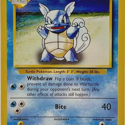 Wartortle 42/102 Uncommon Base Set 4th Print 1999–2000 Pokemon Card