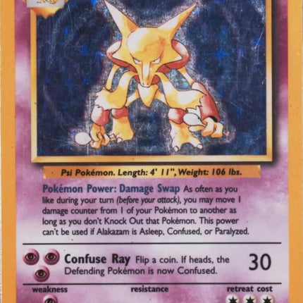 Alakazam 1/102 Holo Rare Base Set 4th Print 1999–2000 Pokemon Card