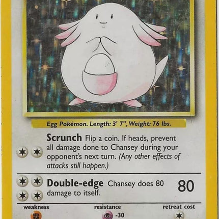 Chansey 3/102 Holo Rare Base Set Unlimited Pokemon Card