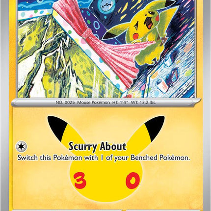 Pikachu 032/128 Pikachu 10/30 Anniversary Holo 30th Celebration Pokemon Card