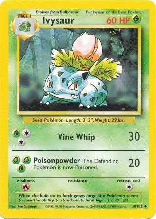 Ivysaur 30/102 Uncommon Base Set Unlimited Pokemon Card
