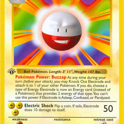 Electrode 21/102 Rare Base Set 1st Edition Pokemon Card