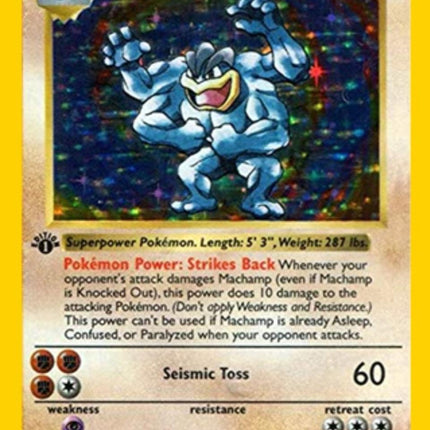Machamp 8/102 Holo Rare Base Set Shadowless Pokemon Card