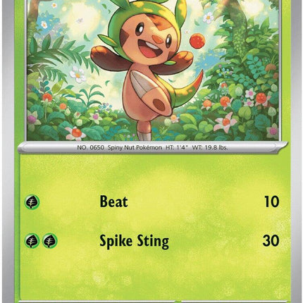 Chespin 005/086 Reverse Holo Chaos Rising Pokemon Card