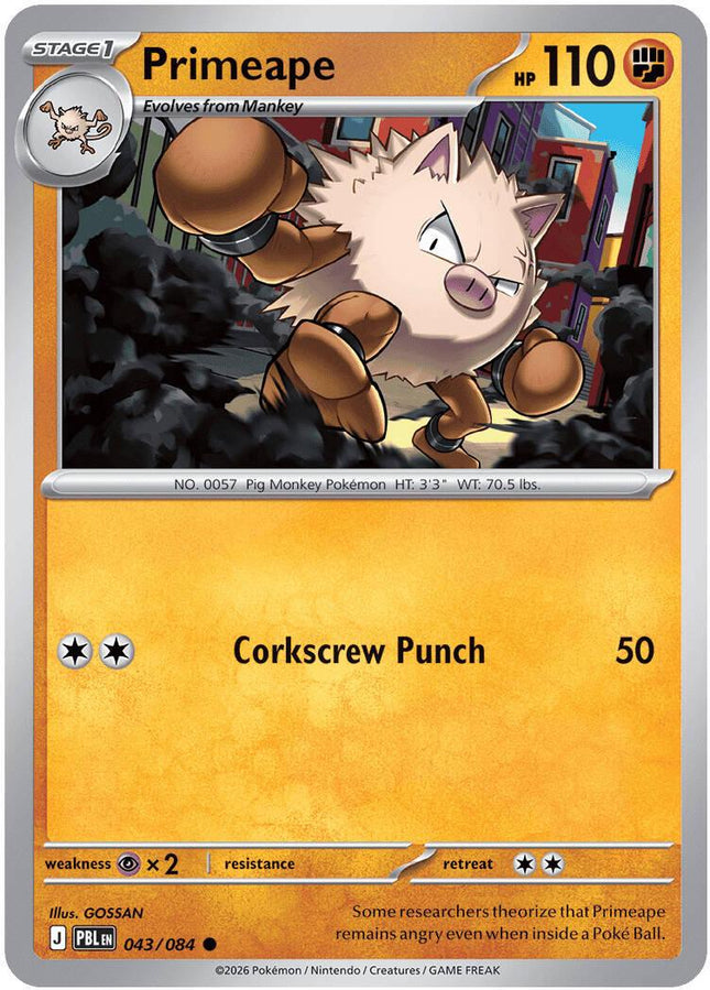 Primeape 043/084 Reverse Holo Pitch Black Pokemon Card