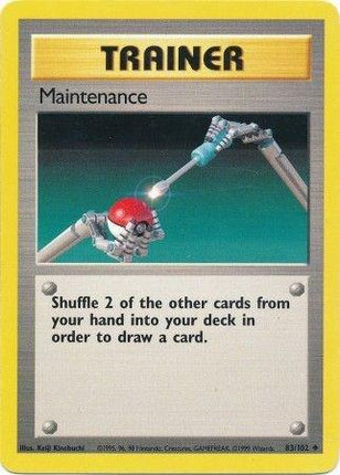 Maintenance 83/102 Uncommon Base Set Unlimited Pokemon Card