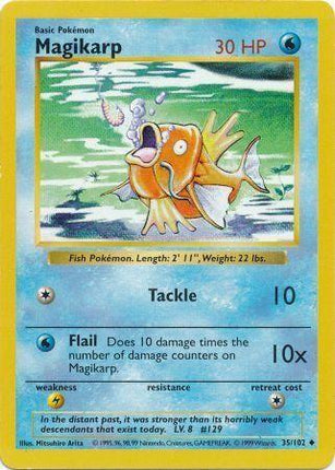 Magikarp 35/102 Uncommon Base Set Shadowless Pokemon Card