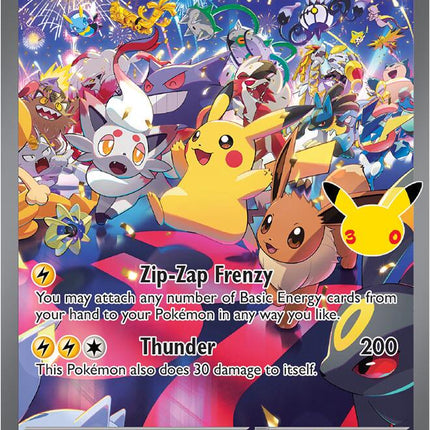 Pikachu ex 150/128 Night Special Illustration Rare 30th Celebration Pokemon Card