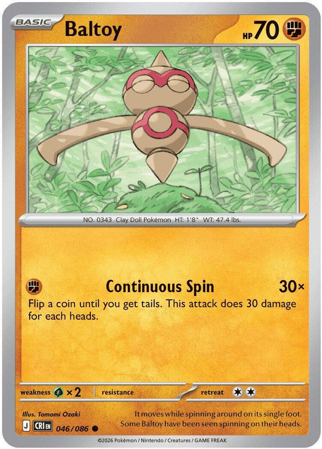 Baltoy 046/086 Reverse Holo Chaos Rising Pokemon Card