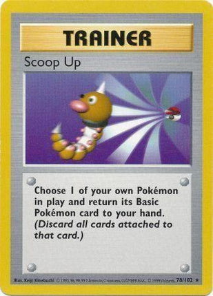 Scoop Up 78/102 Rare Base Set Shadowless Pokemon Card