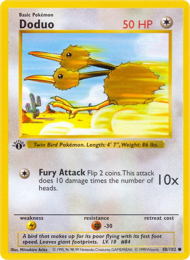 Doduo 48/102 Common Base Set 1st Edition Pokemon Card