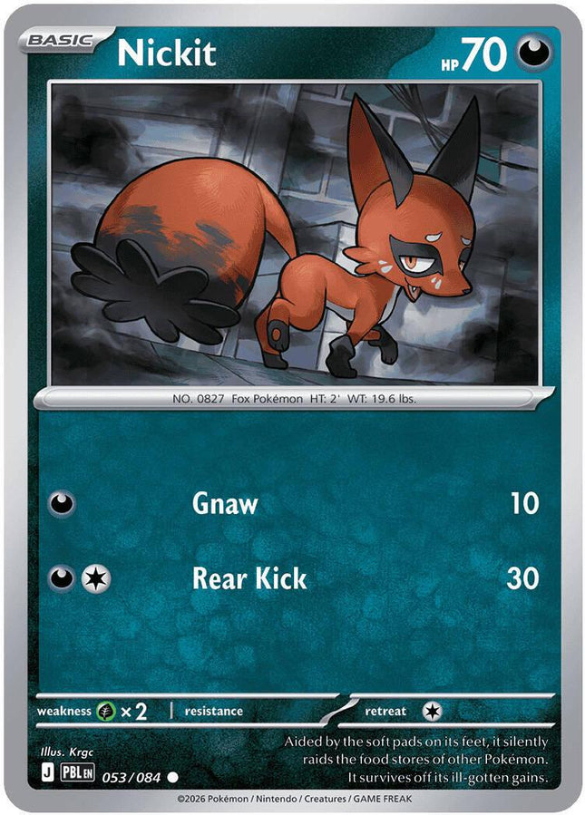 Nickit 053/084 Reverse Holo Pitch Black Pokemon Card