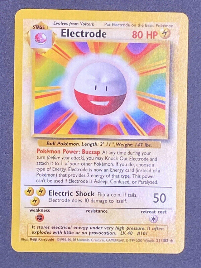 Electrode 21/102 Rare Base Set 4th Print 1999–2000 Pokemon Card