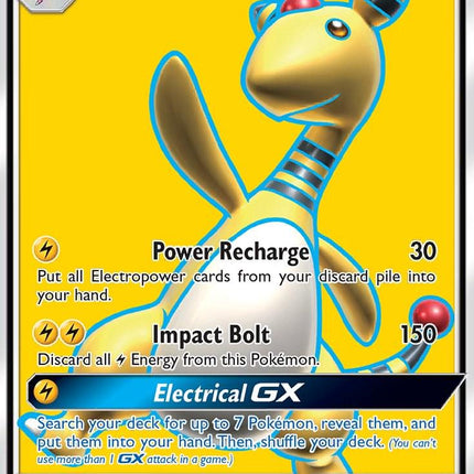 Pokémon trading card featuring Ampharos GX with yellow background