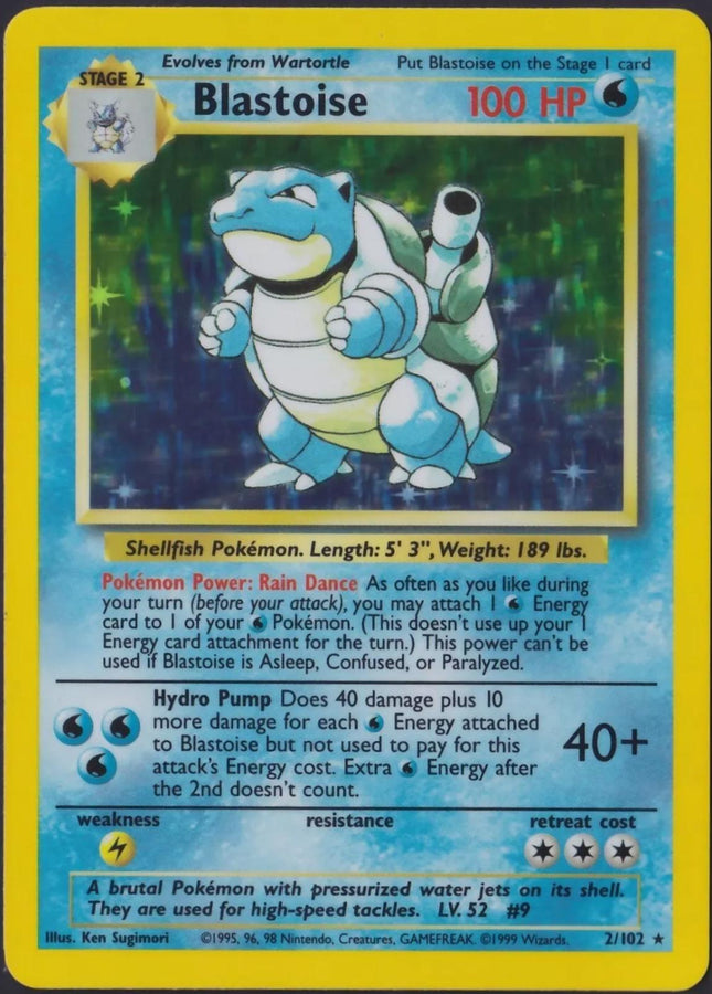 Blastoise 2/102 – Holo Rare | Base Set | Pokémon TCG English