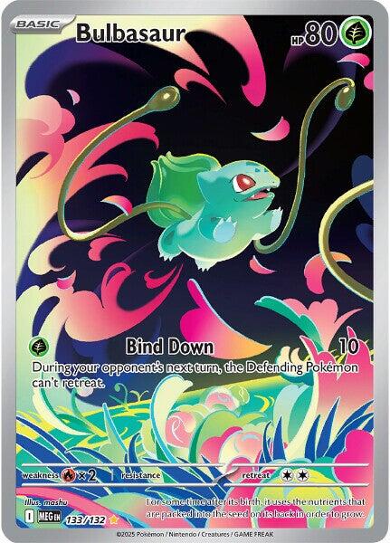 Pokémon trading card featuring Bulbasaur with colorful design